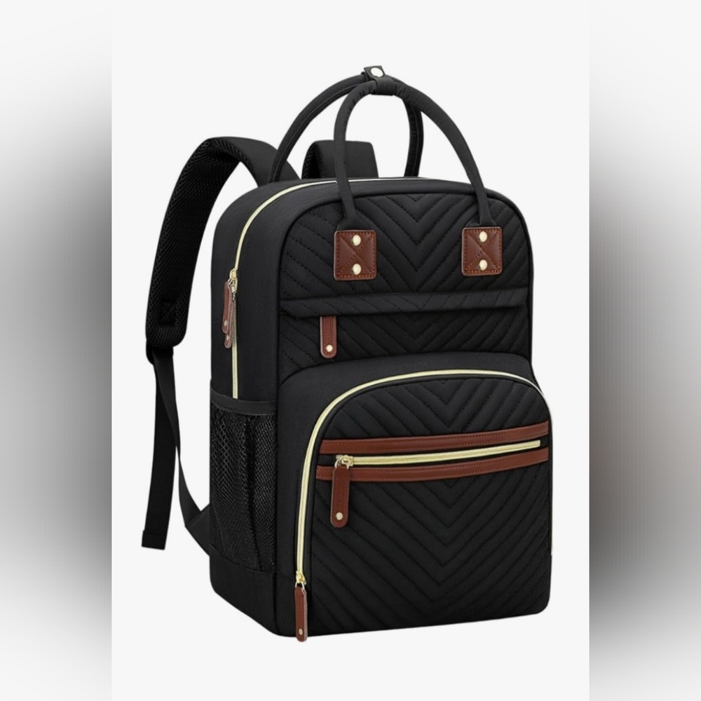 Black Quilted Diaper Bag Backpack